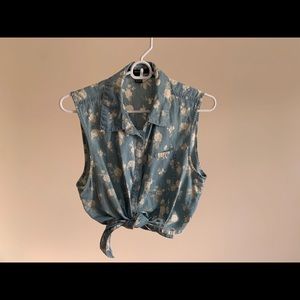 Cropped chambray vest